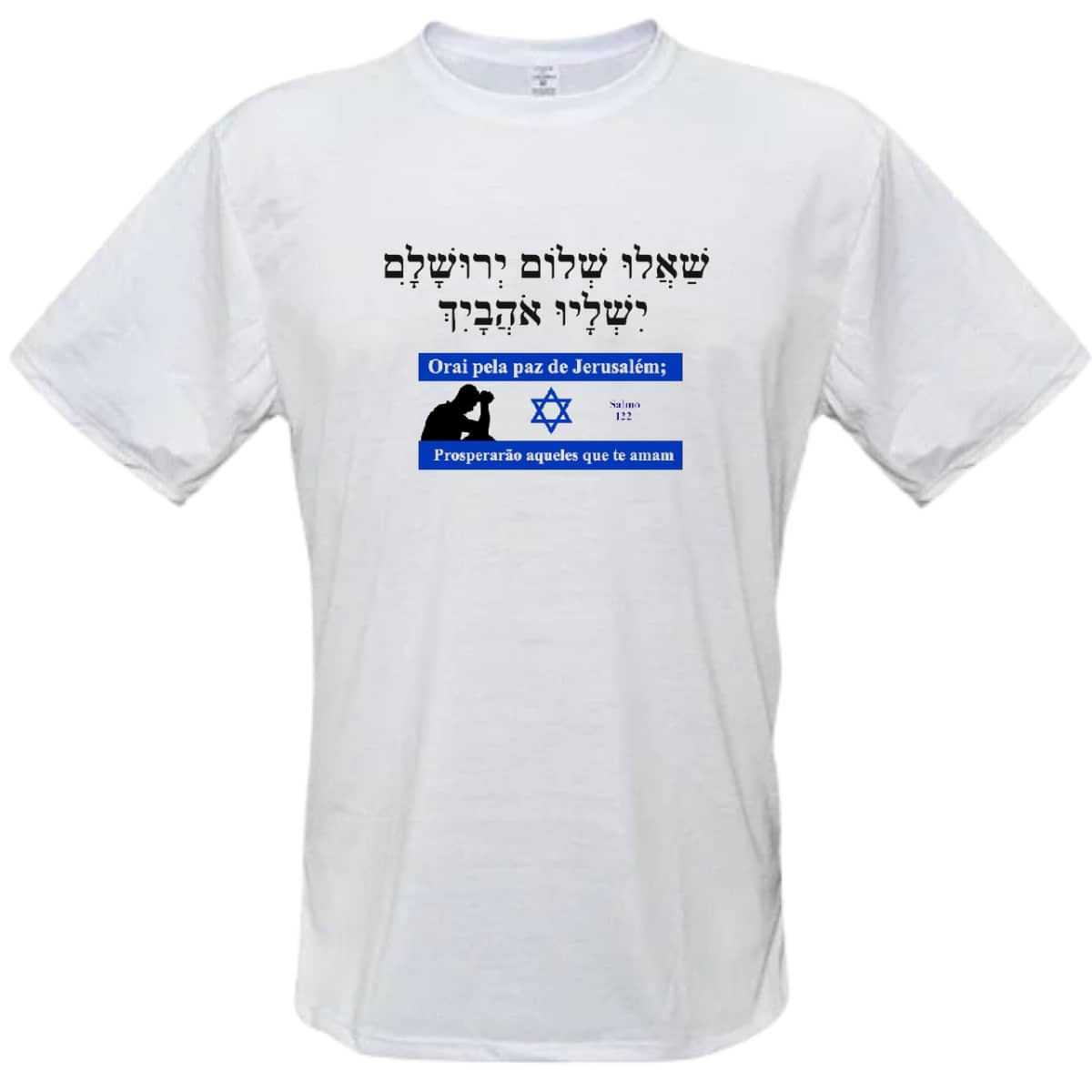 Camiseta Branca Orai pela paz de Jerusalém