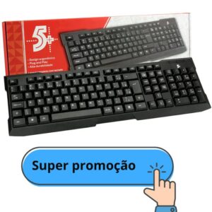 Teclado USB 5+ Office Ergonômico Plug And Play Alta durabilidade